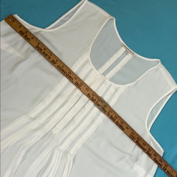 DANIEL RAINN pleated semi sheer sleeveless top hidden abalone buttons size 2X - Picture 8 of 10